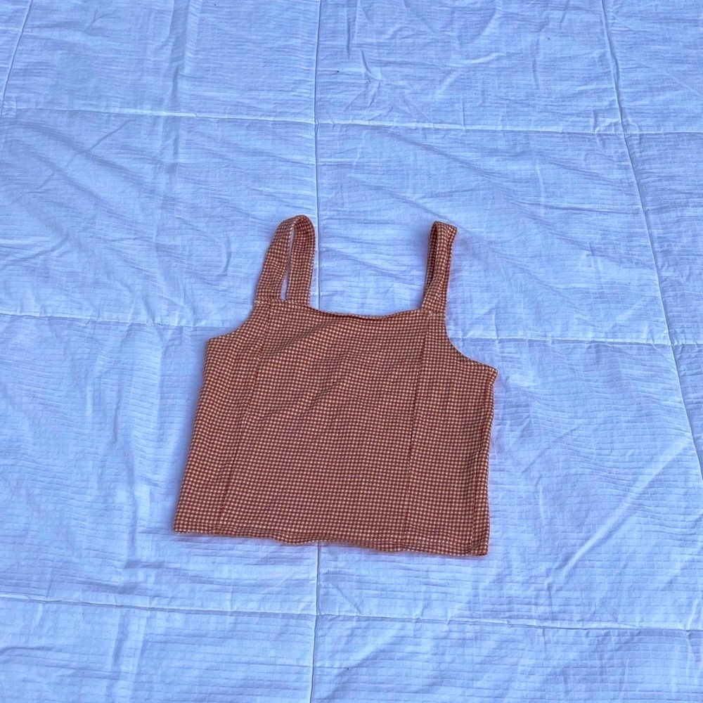 American Eagle Gingham Pink Cropped Tank Top
